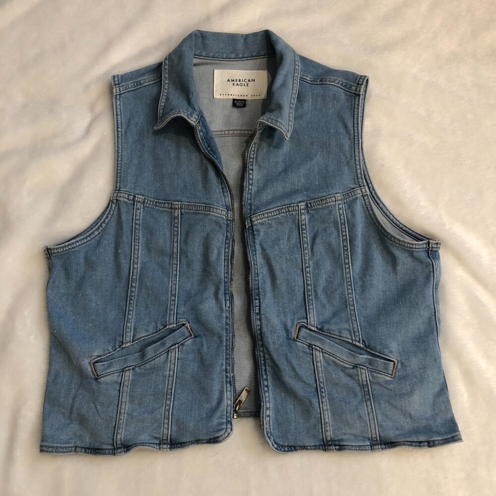 American Eagle  Collared Utility Denim  Vest
